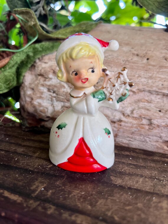 Vintage NAPCO Snowflake Girl Bell Christmas Ornament 1950 MCM