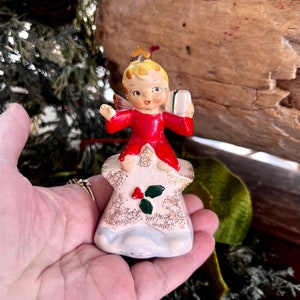 Vintage NAPCO Christmas Angel Star Bell Ornament 1950 1957 MCM Angel Bell Japan Ceramic Angel Bell Star Retro Kitsch Winter Holiday Decor