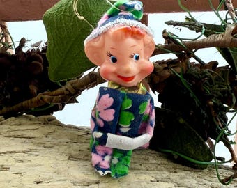 ヴィンテージ フローラル ニーハガー エルフ クリスマスオーナメント