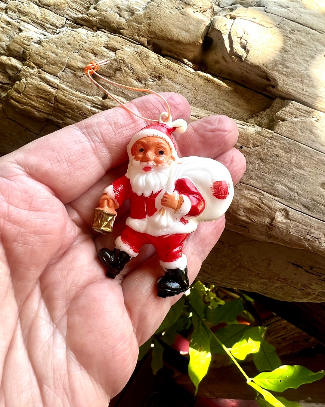 Vintage Santa Christmas Ornament Hong Kong 1960 1970 Plastic Santa Toys