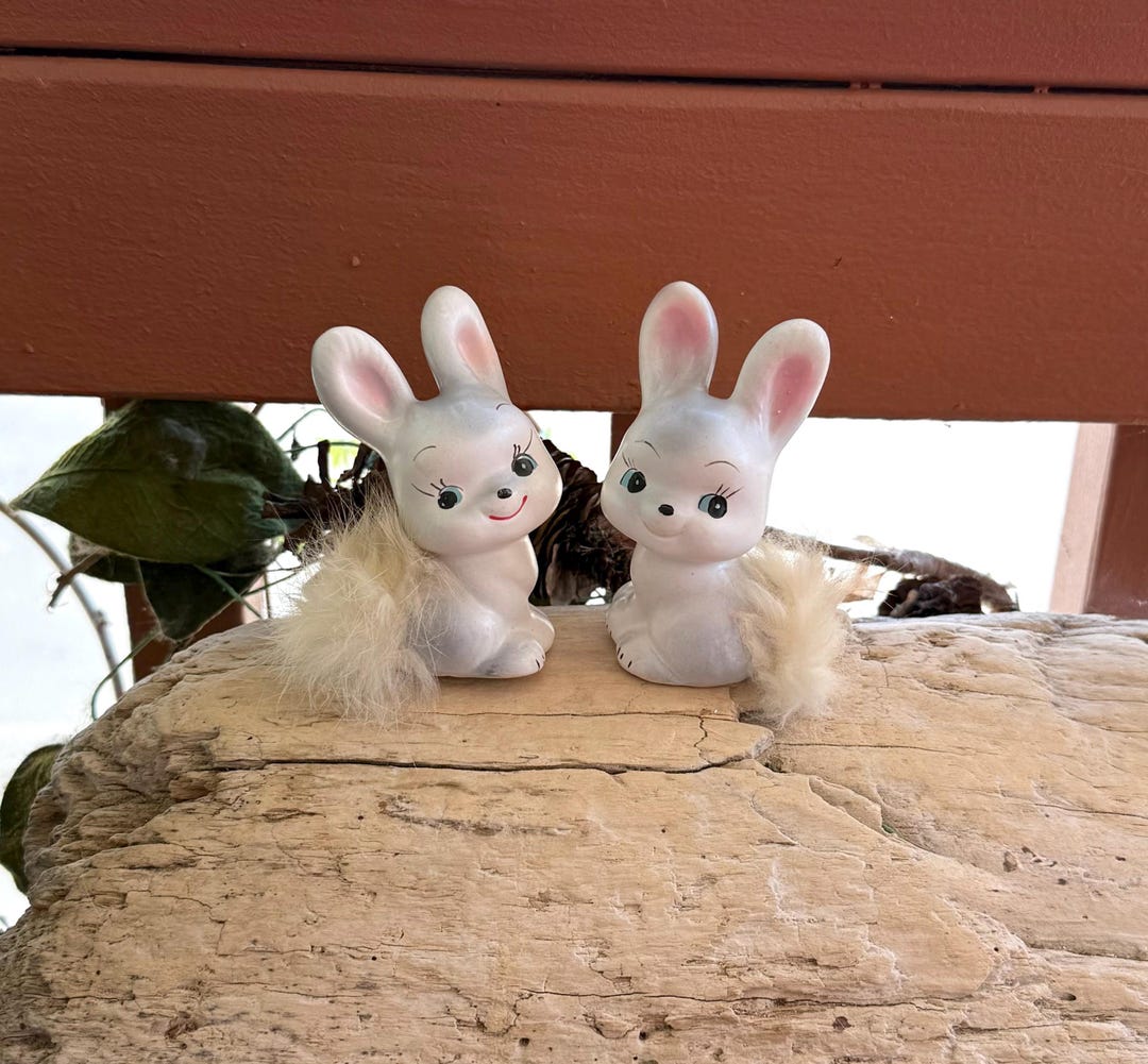 Vintage 1950 NAPCO ANTHROPOMORPHIC NAPCO Blue Pink Bunny Rabbit Fur ...