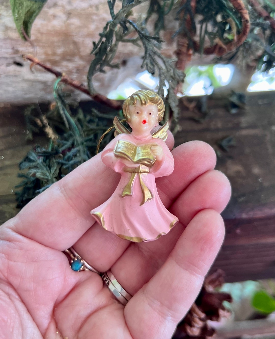 Vintage West Germany Angel Christmas Ornament 1960 1970 Plastic