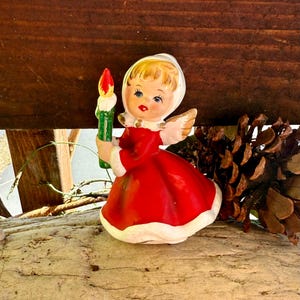Vintage NAPCO Angel Christmas Figurine 1950 MCM Angel Figurine Ceramic Christmas Angel Candle Napcoware Japan Retro Kitsch Decor RARE