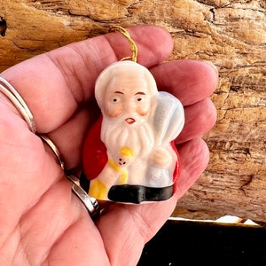 Vintage 1940 1950 Santa Bell Christmas Ornament Retro Santa Baby Doll Retro Santa Bell Ceramic Santa Japan Kitsch Decor