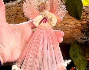 Vintage Angel Easter Christmas Ornament 1960 1970 Pink Angel