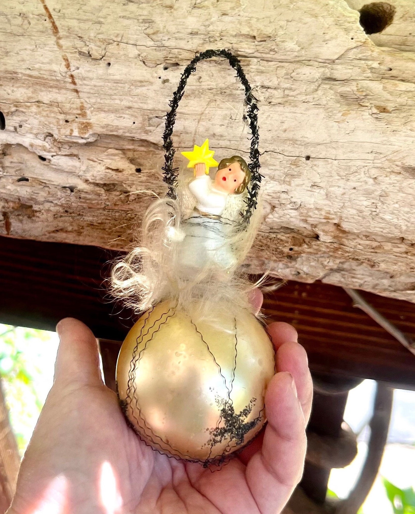 Vintage German Mercury Glass Wire Wrapped Sugar Angel Ornament 1940 ...