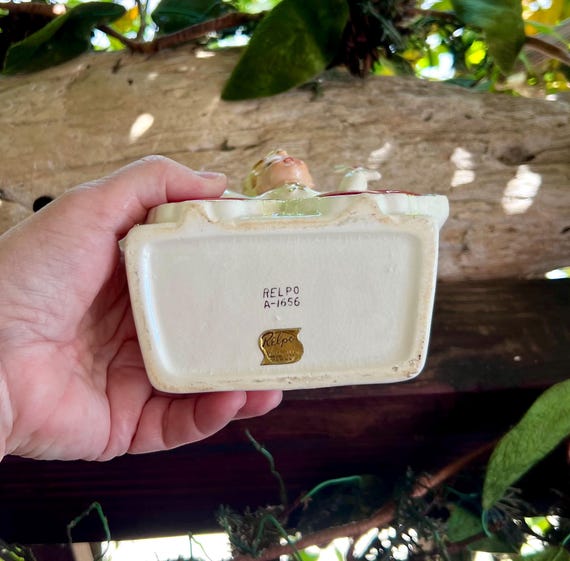 Vintage RELPO Girl Love Letter Heart Valentine Planter 1950 Mid