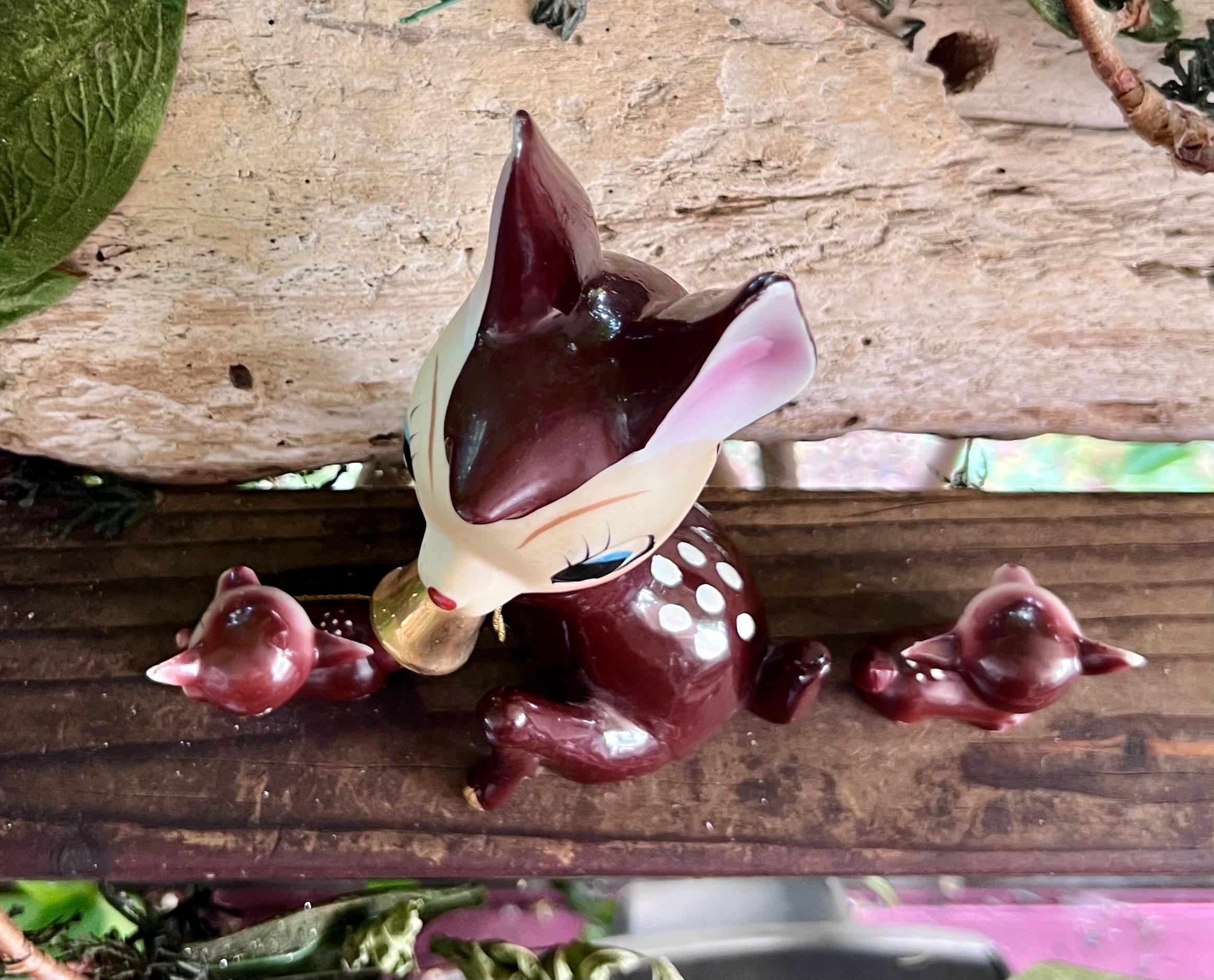 Vintage ANTHROPOMORPHIC Chain Mama Baby Deer Family 1950 MCM