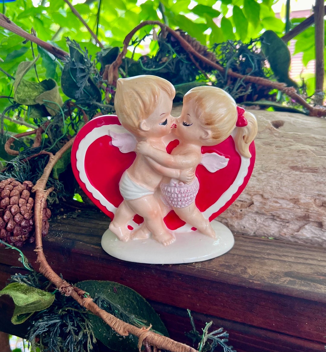 Plaque Murale Vintage Lefton Années 70 – Enfants Garçon Et Fille, 8 X 8,75 Pouces, Occasion