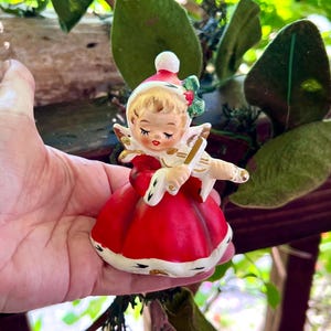Vintage NAPCO Angel Figurine 1950 MCM Retro Ceramic Christmas Violin Angel Girl Figurine Victorian Angel Ornament Japan Retro Kitsch Decor