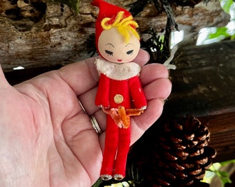 Vintage Valentine Pixie Elf Christmas Ornament MCM 1950 1960 Vintage Valentine Pixie Elf Christmas Ornament MCM 1950 1960