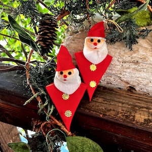 Adornos navideños vintage de Papá Noel, años 1960 y 1970, de poliestireno expandido, de fieltro, estilo retro kitsch, lote de 2