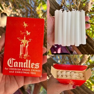 12 Vintage 4” Candles White Christmas Candles  NOEL Candle Holder Replacement Candles  Holt Howard Swedish Angel Chimes Christmas Tree  NOS