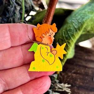 Vintage Wooden Angel Christmas Ornament 1950 1960 Wood Angel Christmas Tree East German Feather Tree Angel Erzgebirge Germany Easter Decor