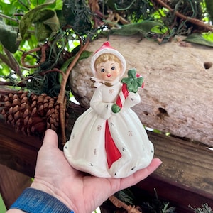 Vintage NAPCO Candy Cane Weihnachten Planter Keramik MCM 1950 Victorian Girl Planter Vase Candy Cane Halter Japan Retro Kitsch Decor