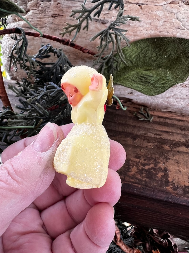 Vintage MCM 1940 1950 Sugar Angel Ornament West German Feather Tree