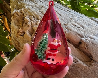 Vintage Jewelbrite Santa Christmas Ornament 1960 1970 Bottlebrush