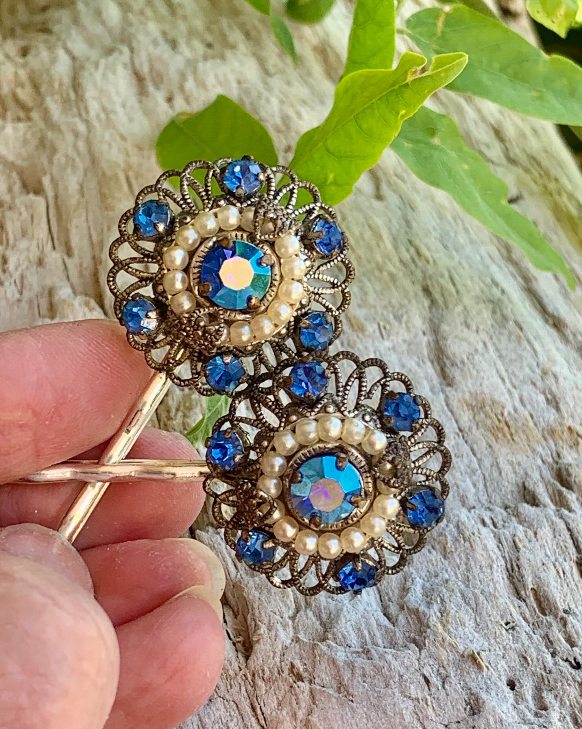 Vintage Blue Filigree Hairpins West Germany Hairpins Blue Etsy Hong Kong