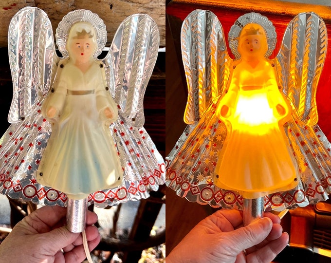 Vintage Foil Angel Christmas Tree Topper West Germany 1940 1950 Angel