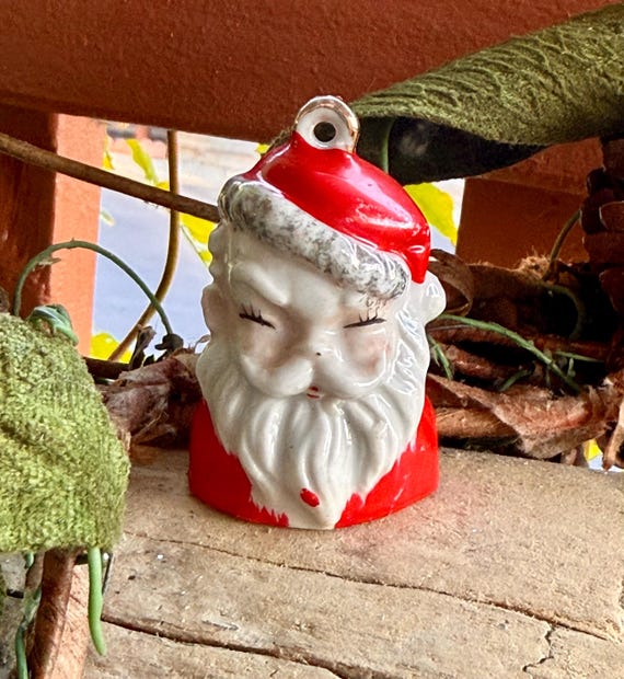 Vintage 1940 1950 ARDALT Weihnachtsmann Glocke Ornament Retro Mid Century Weihnachtsmann MCM Keramik Weihnachtsmann Japan 2 ”Kitsch Dekor #4