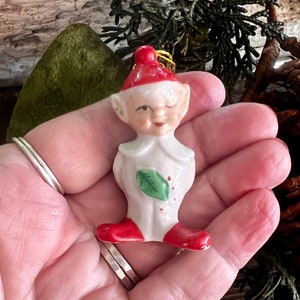Vintage Elf Pixie Christmas Bell Ornament MCM 1950 Elf Pixie