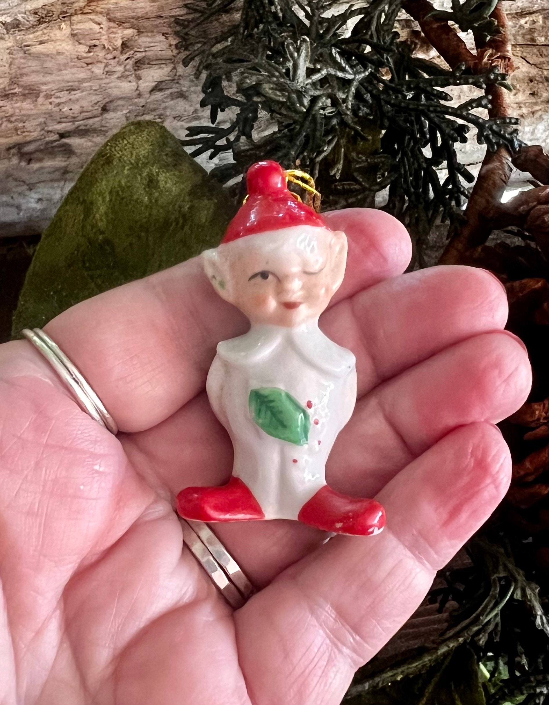 2025人気特価 MCM Ornament Bell Christmas Pixie Elf Vintage 1950 Pixie Elf 絵画
