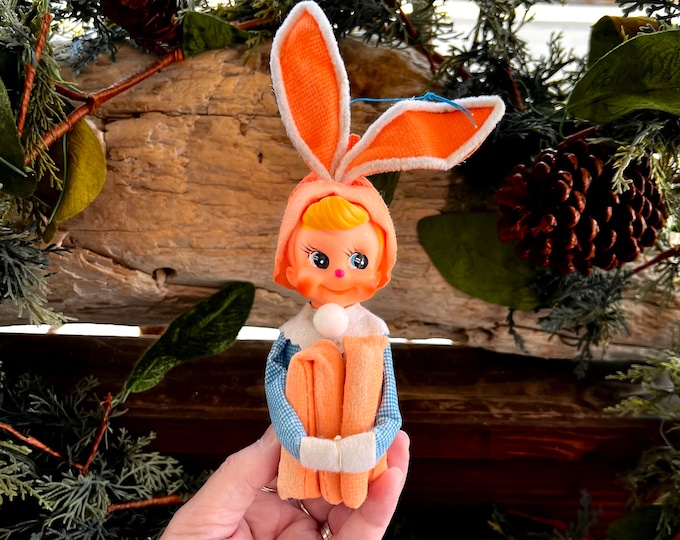 RARE Vintage Easter Bunny Felt Kneehugger Made in Japan 8 Easter Decor