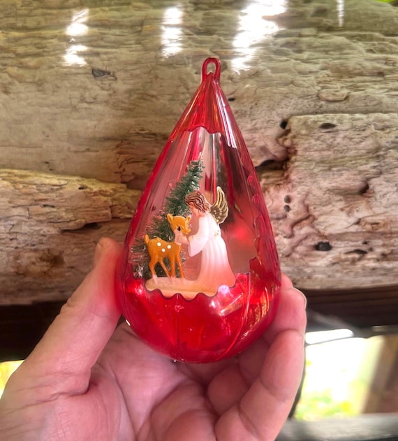 Vintage Jewelbrite Angel Deer Christmas Ornament 1960 1970 Fawn
