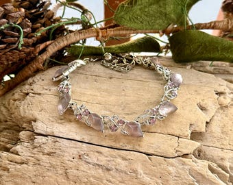 Vintage Lisner Lavender Halskette Choker 1940 1950 Mid Century AB Strass Blatt Kunst Glas Retro Braut Braut Hochzeit Romantisches Geschenk Her