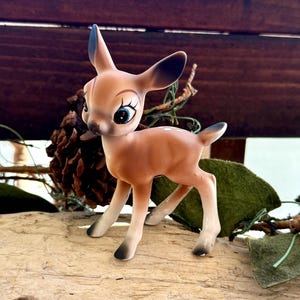 Vintage Anthropomorphic Deer Figurine 1950 1960 ENESCO Ceramic Baby Fawn Deer Japan Retro Kitsch Christmas Winter Holiday Decor