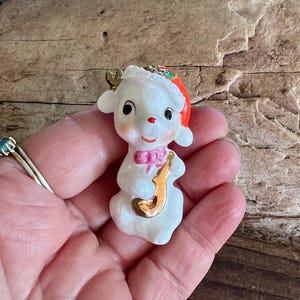 Vintage NAPCO Christmas  Anthropomorphic Reindeer Figurine MCM 1960 1970 Spaghetti Trim Bone  China Japan Retro Kitsch “Vixen” Decor