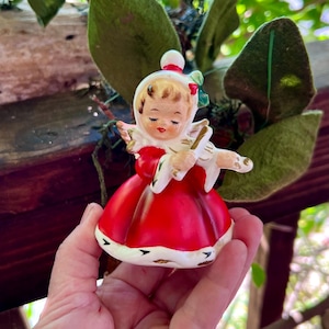 Vintage NAPCO Angel Figurine 1950 MCM Retro Ceramic Christmas Violin Angel Girl Figurine Victorian Angel Ornament Japan Retro Kitsch Decor