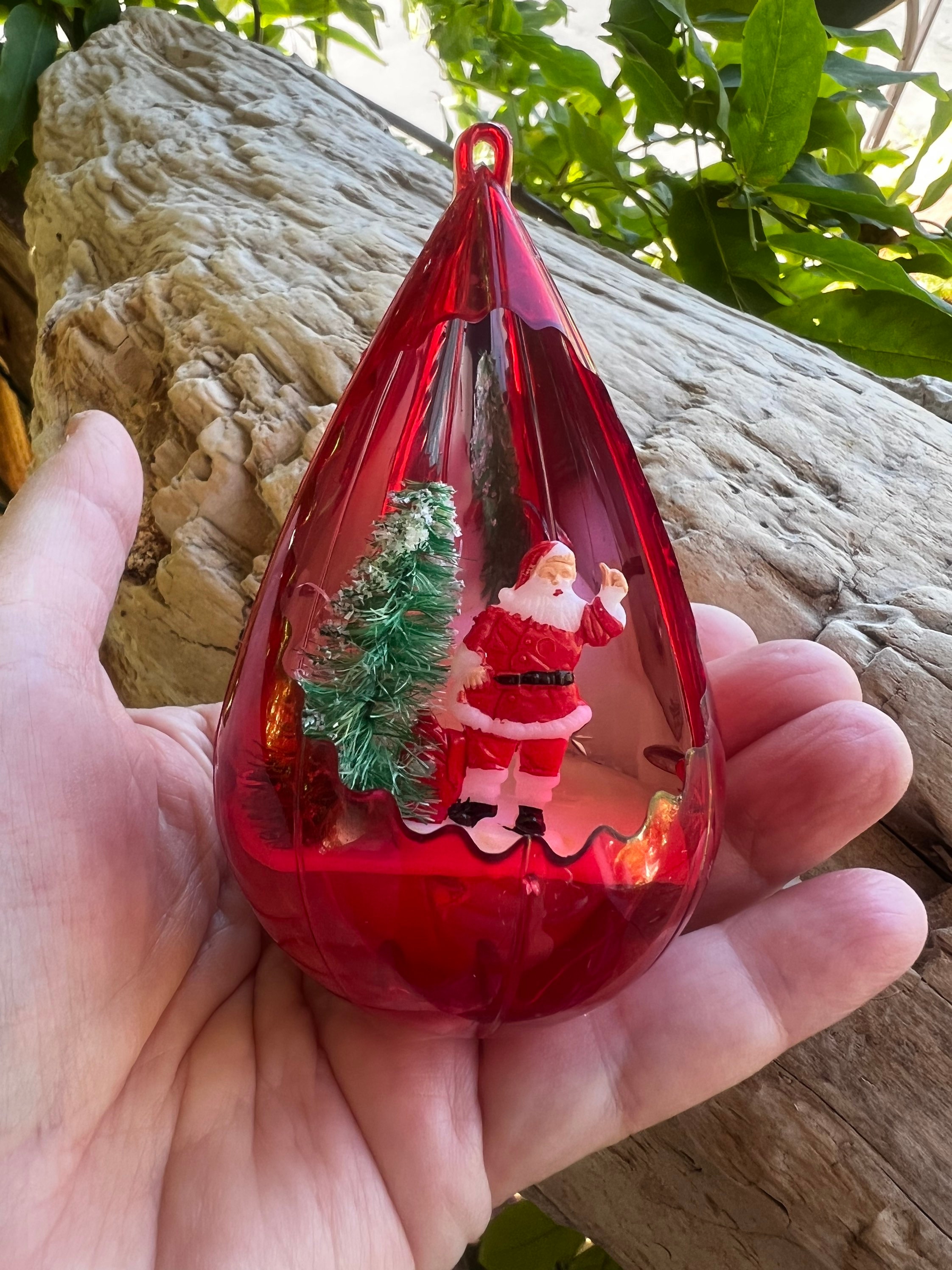 Vintage Jewelbrite Santa Christmas Ornament 1960 1970 Bottlebrush
