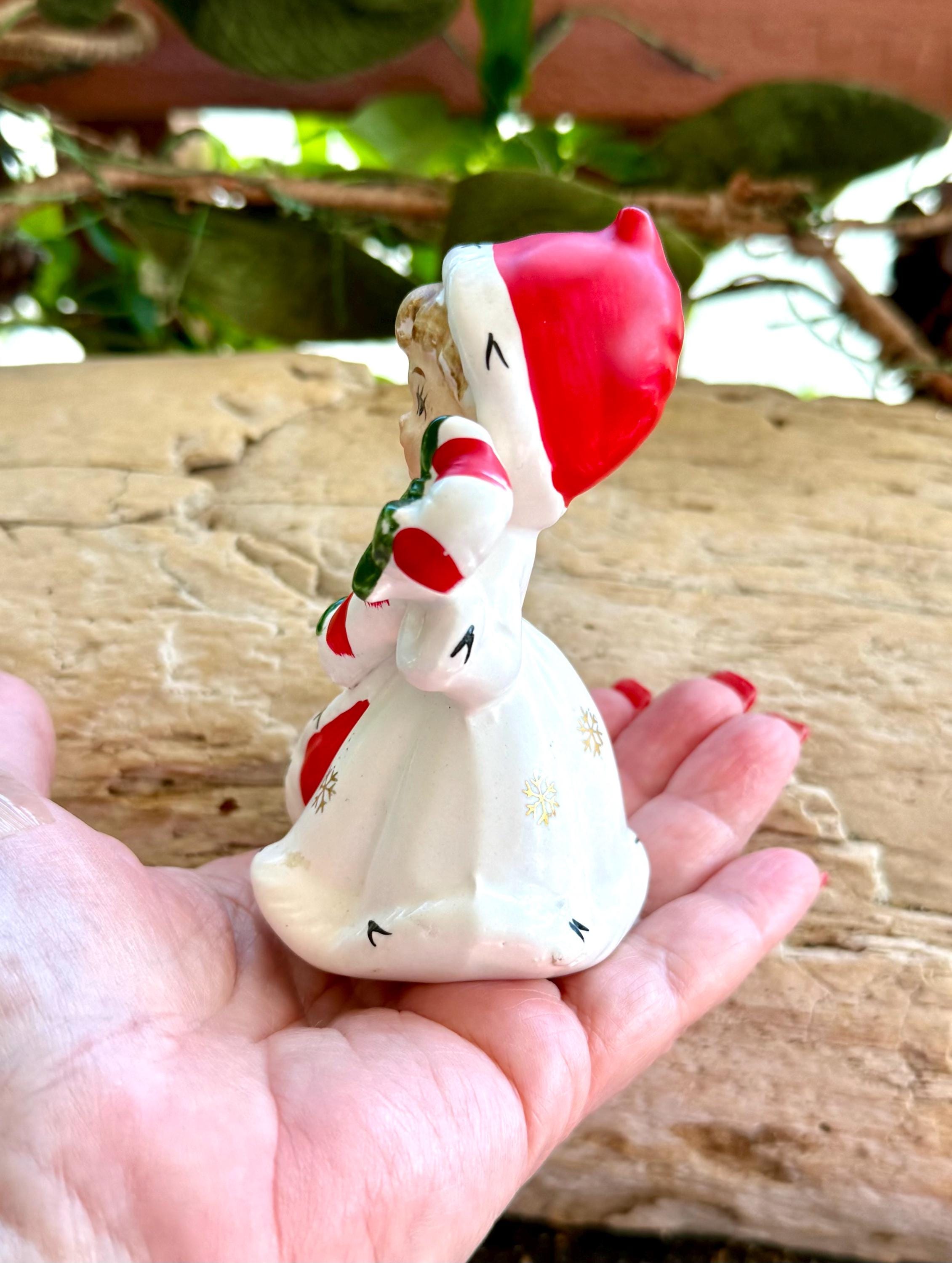 Vintage NAPCO Christmas Girl Figurine 1950 Mid Century Ceramic