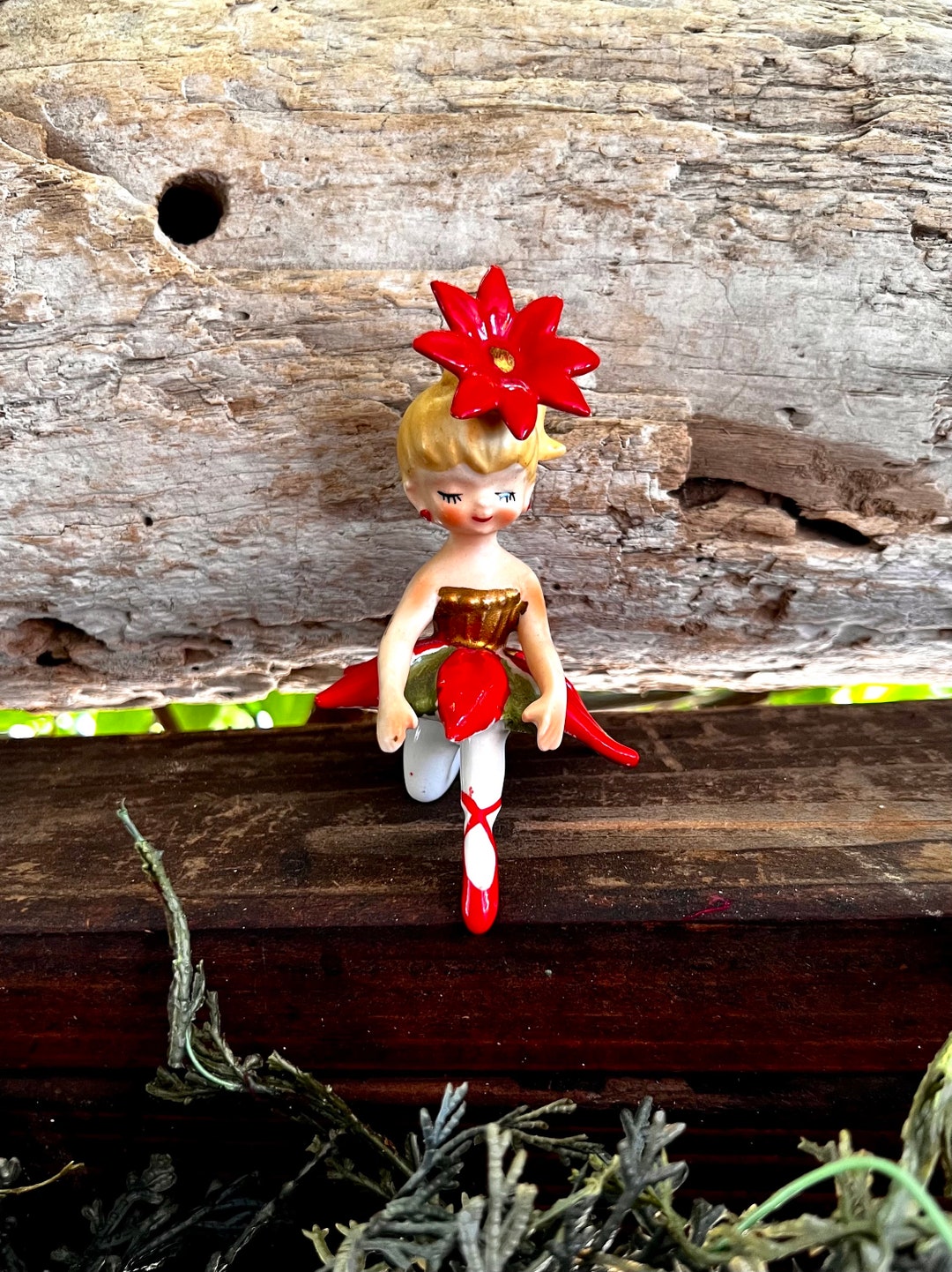 Vintage LEFTON Poinsettia Ballerina Christmas Figurine 1940 Etsy