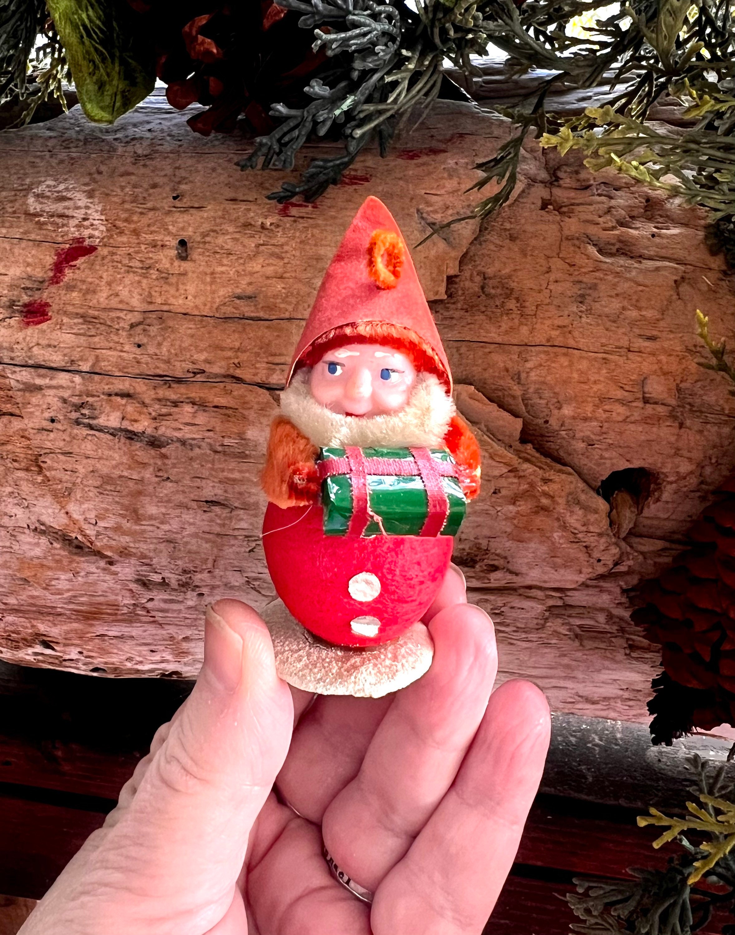 Vintage Elf Pixie Gnome Christmas Ornament 1940 1950 Spun 