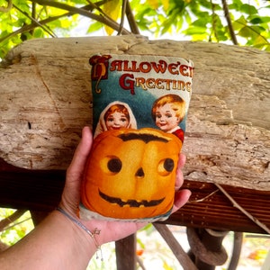 Vintage Pumpkin Halloween Pillow Decoration Retro Halloween Pumpkin Jack O Lantern Kids Children Victorian Primitive Kitsch Decor