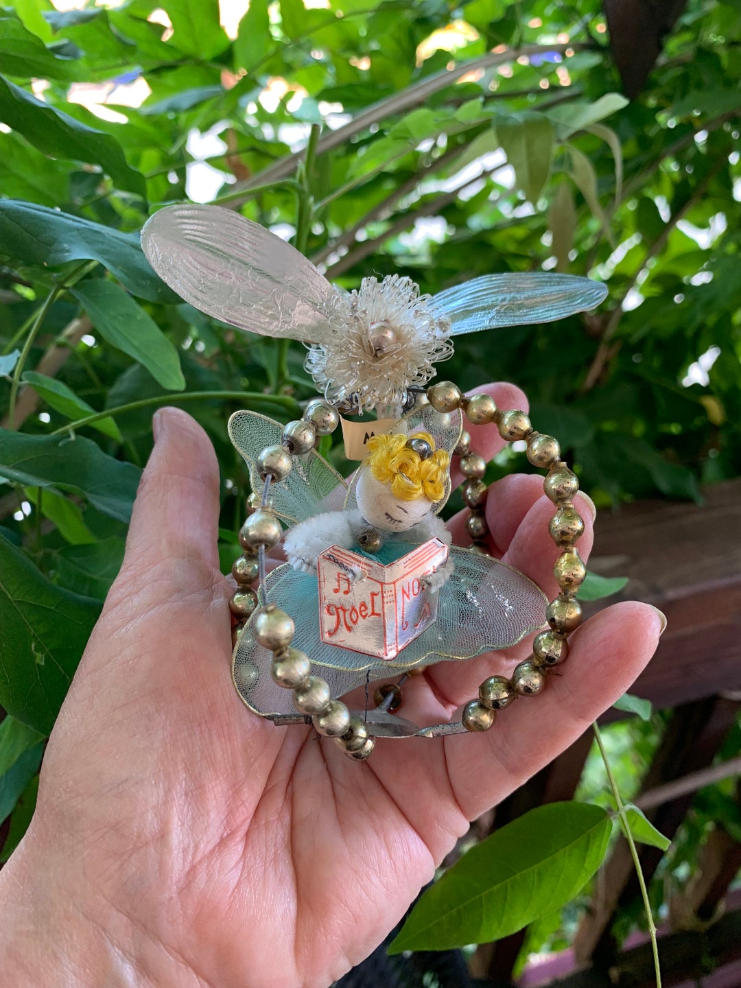 Vintage Blue Tulle Angel Mercury Glass Christmas Ornament MCM 1950 1960 ...