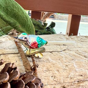 Vintage Mercury Glass Clip on Bird Chrismas Ornament MCM 1950 1960