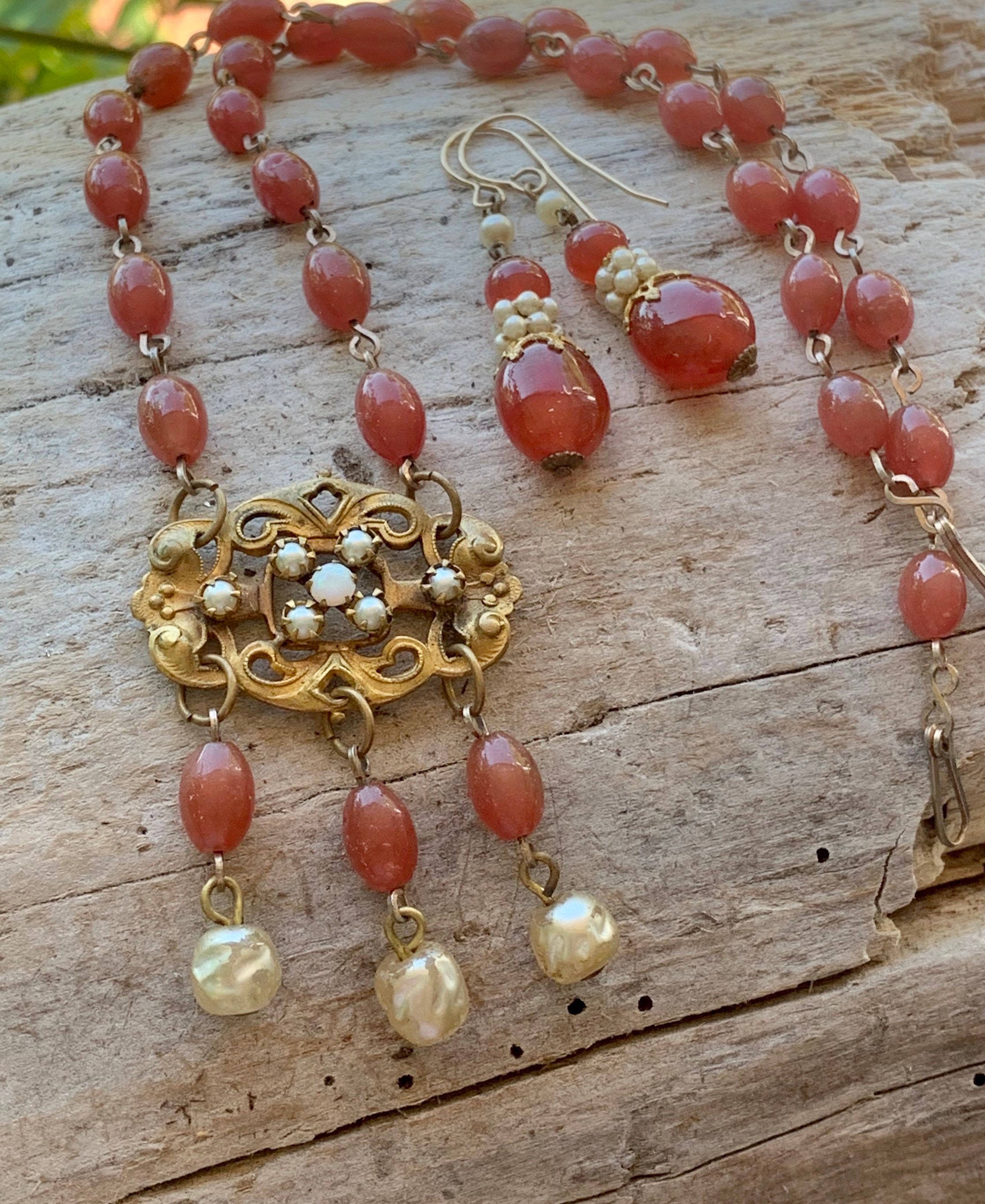 アンティーク 1900 ヴィクトリアン カーネリアン ネックレス