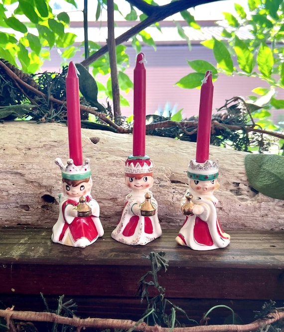 Vintage Holt Howard Wisemen Christmas Candle Holder Bell MCM 1960