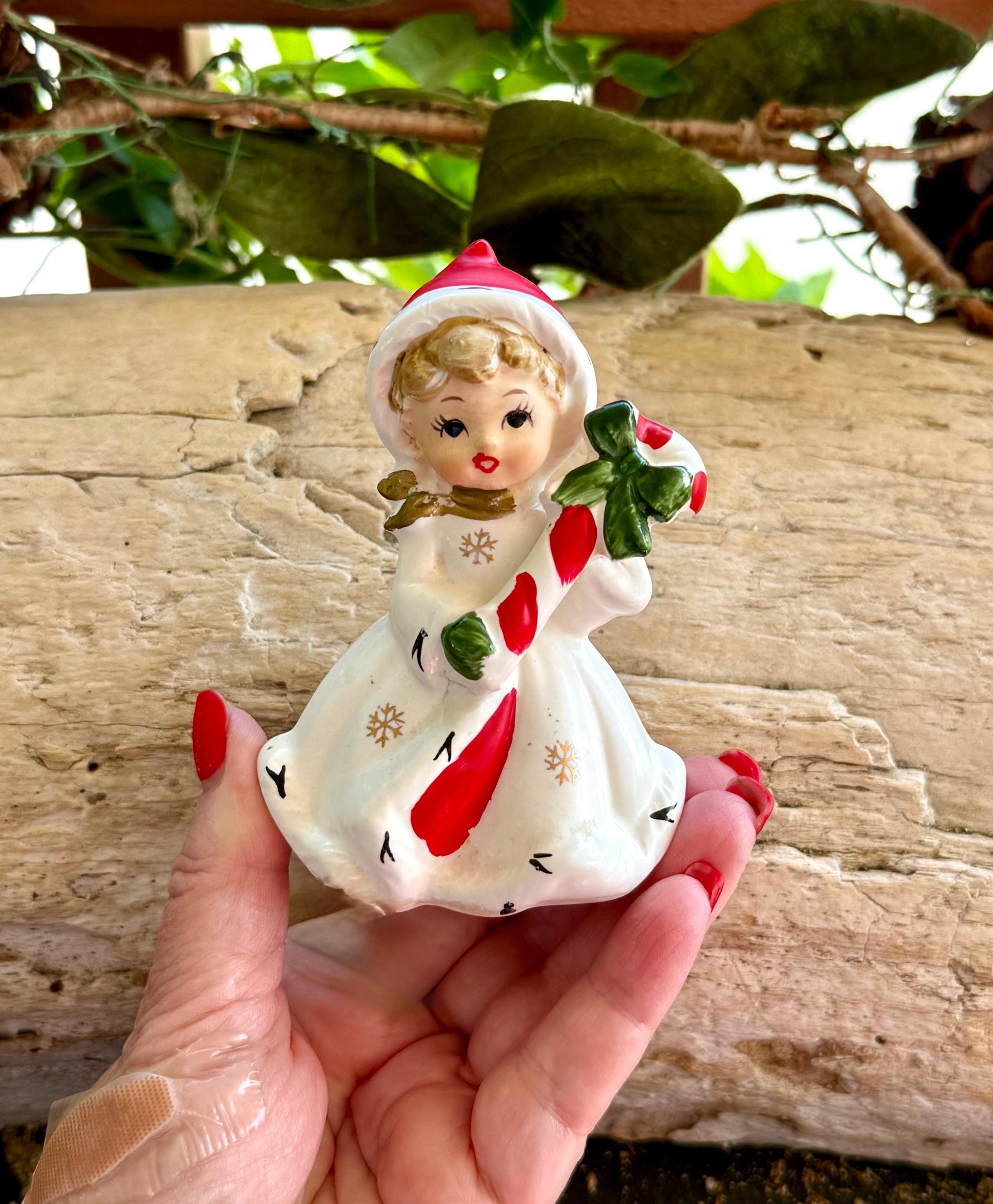 ヴィンテージ　ナプコ社　クリスマスフィギュア　陶器製 Vintage NAPCO Christmas Girl Figurine 1950 Mid Century Ceramic