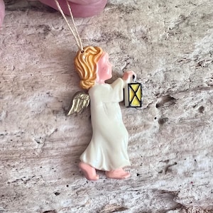 Vintage Celluloid Angel Christmas Ornament MCM 1940 1950 Angel Christmas Tree Plastic West Germany Feather Tree Angel Retro Kitsch Decor