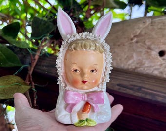 Vintage RELPO Girl Love Letter Heart Valentine Planter 1950 Mid