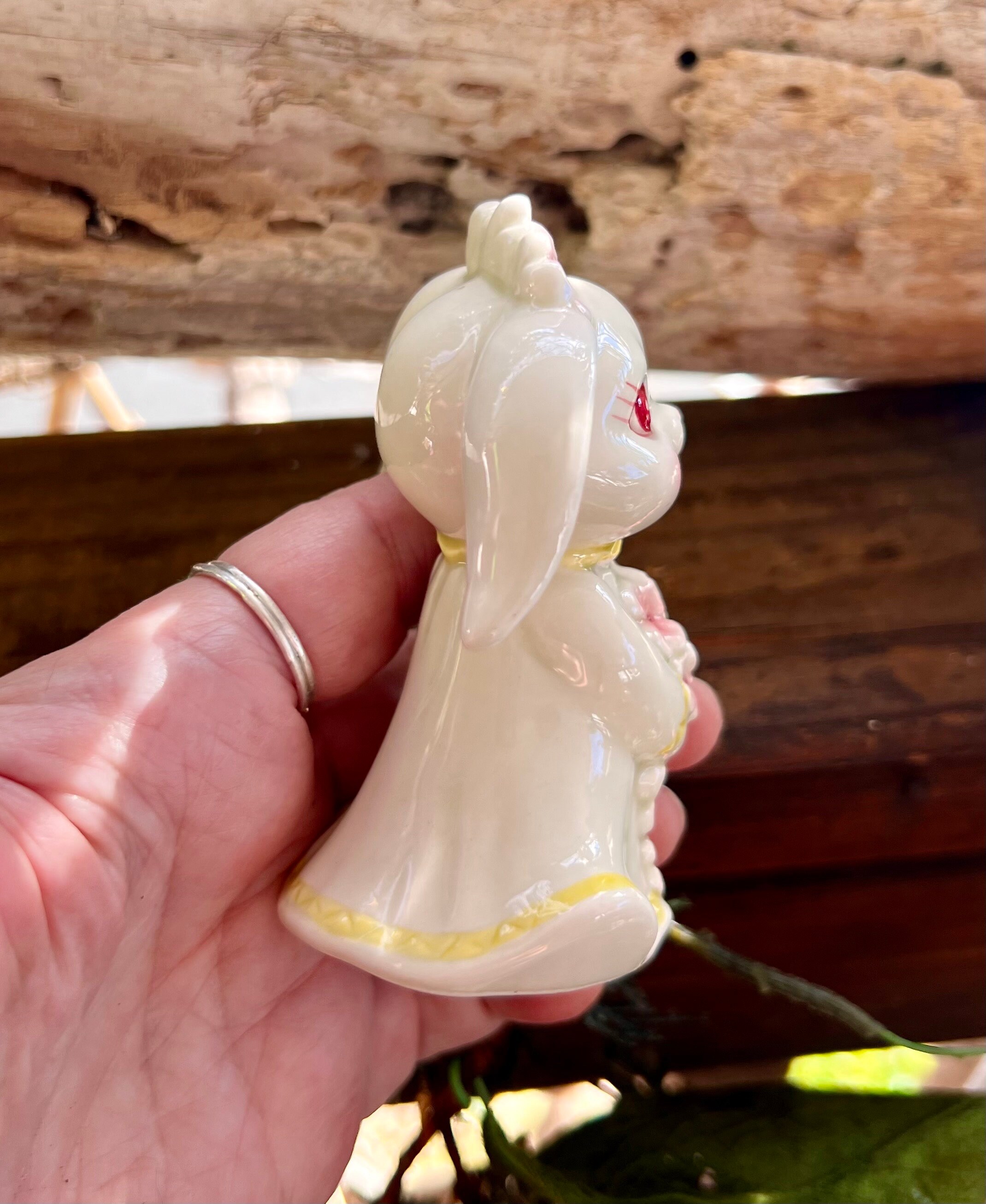 新到着 Figurine Bunny Floral LEFTON Vintage MCM Bunny Ceramic 1989 ラッピング・包装