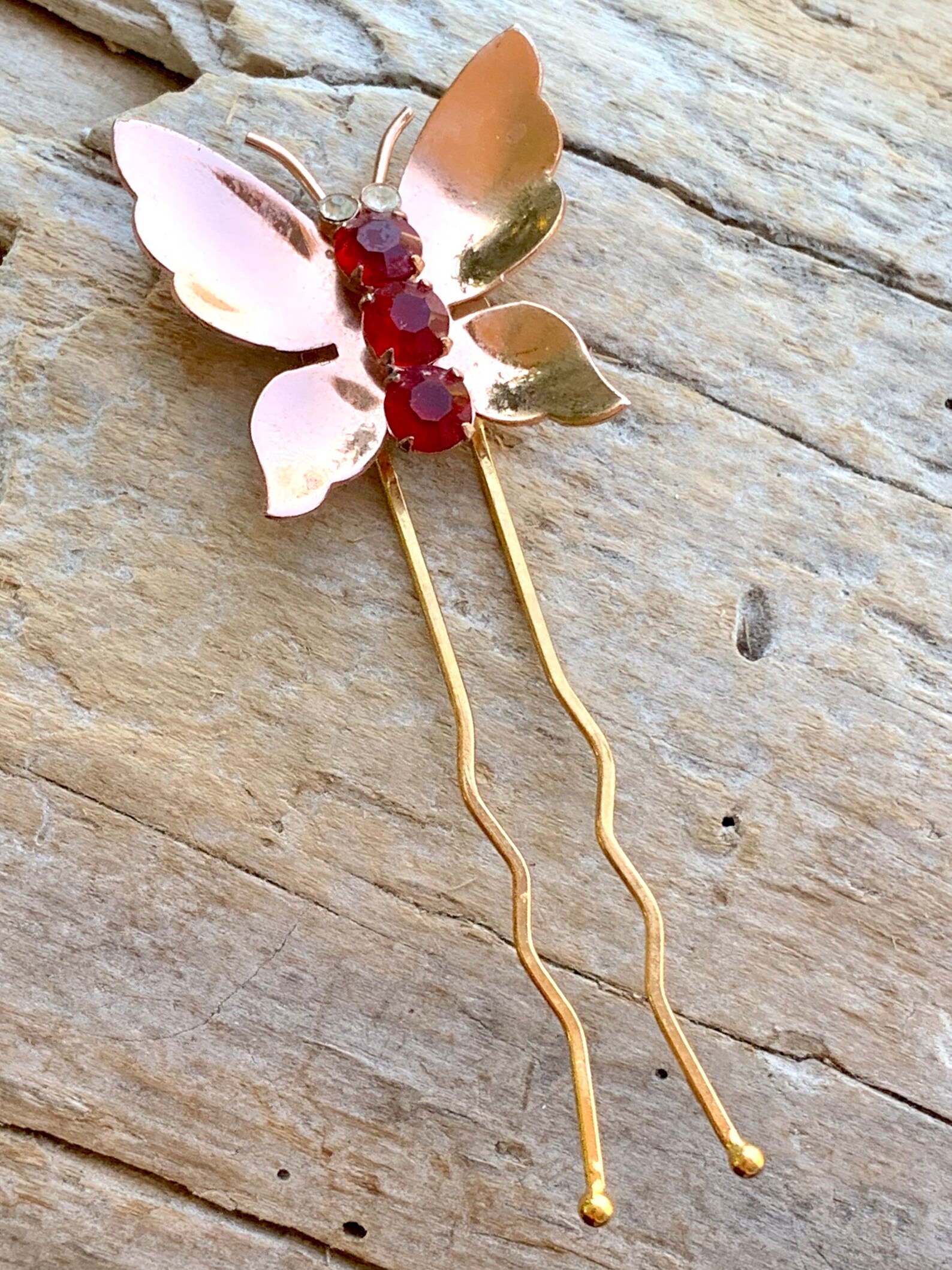 Coro mariposa red hairpin bun holder vintage retro 1940 1950 Etsy