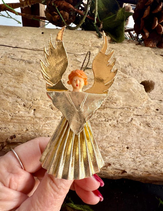 ÉPINGLE DE CRAVATE (TIE-TACK) PETIT ANGE DE NOËL - TON OR & CRISTAL - MARQUE OLIT USA - OCCASION BON ÉTAT