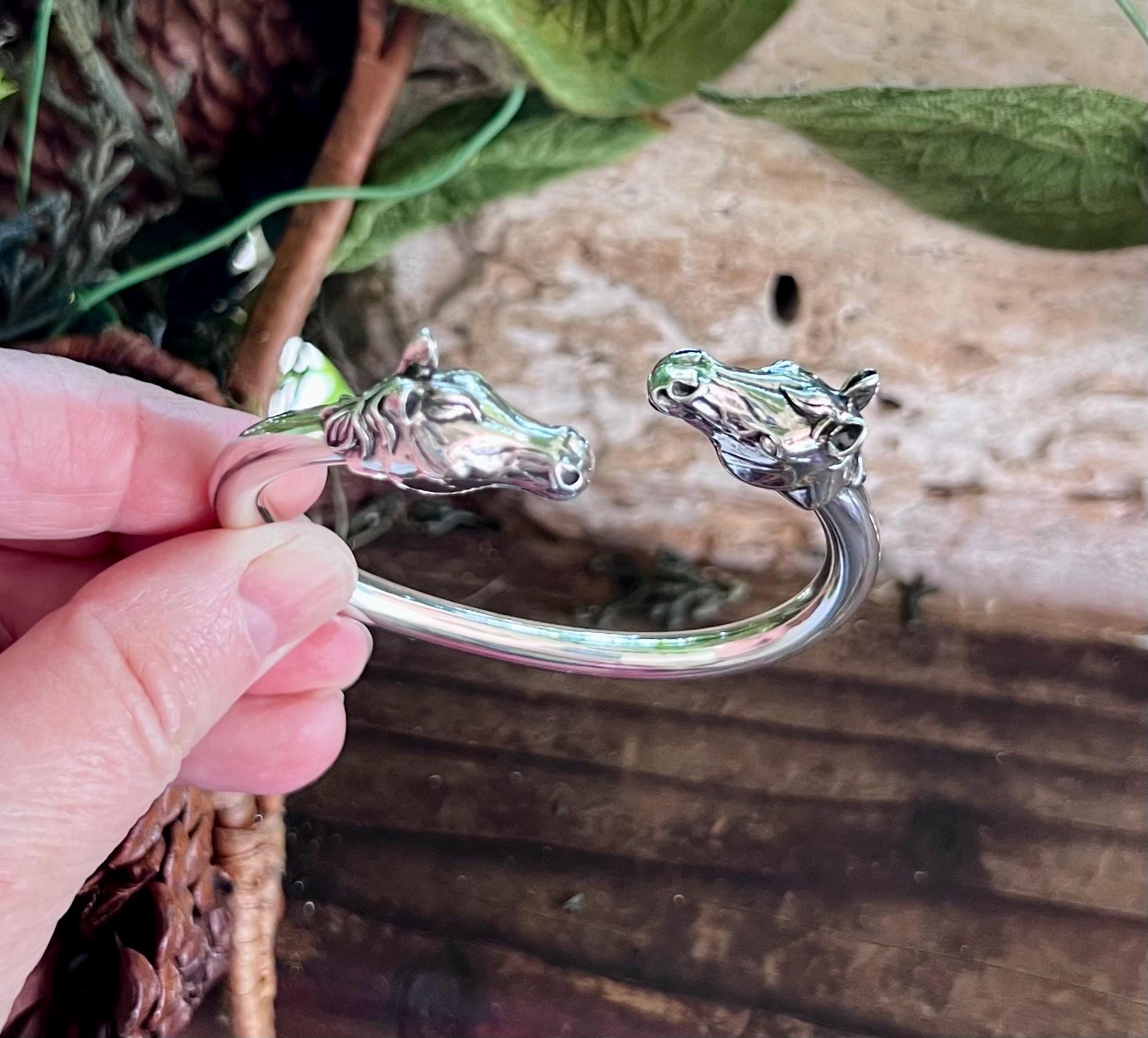 Vintage Kabana Horse Bracelet Sterling Silver Double Head Wild