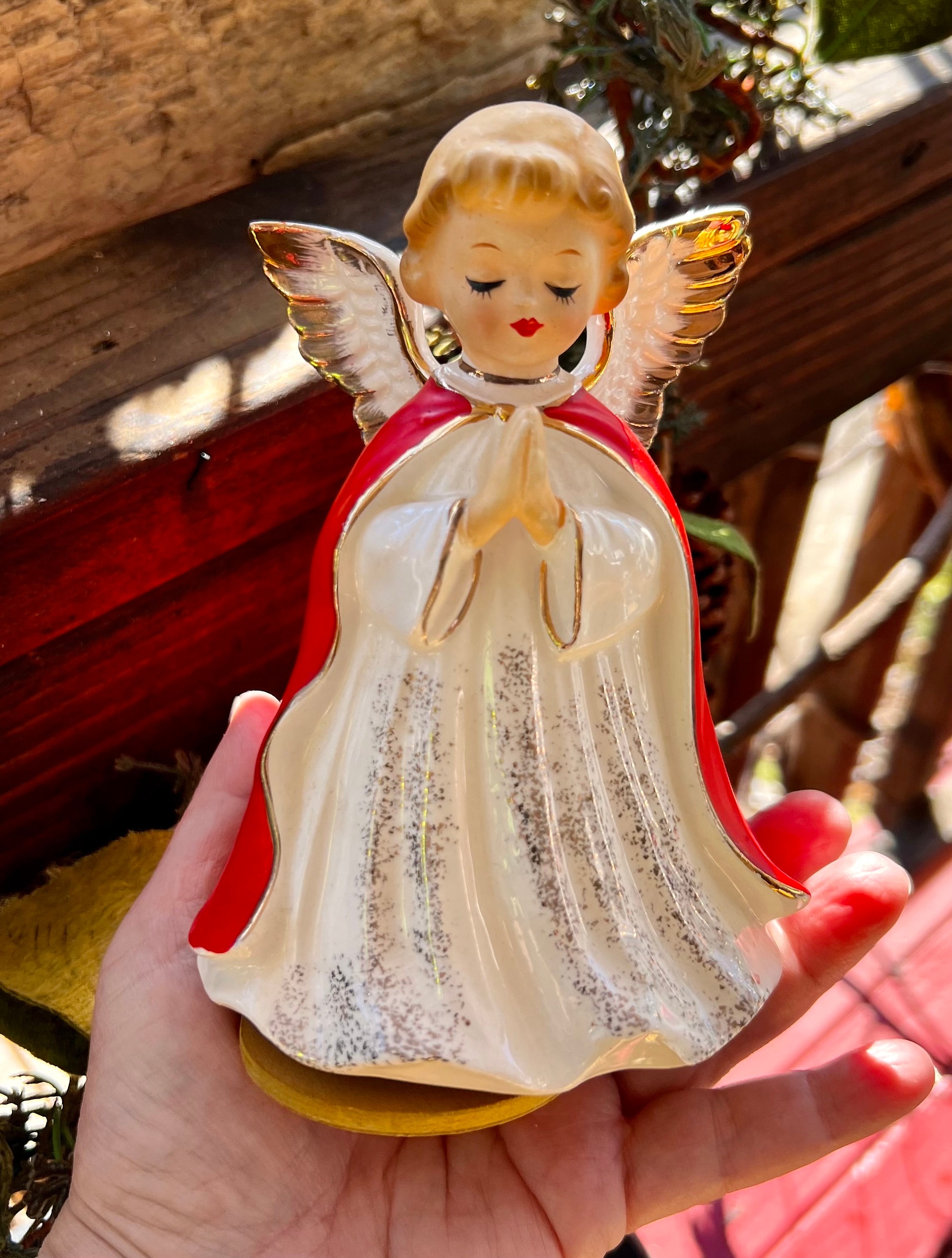 Vintage 1940 1950 Christmas Angel Rotating Music Box Mid Century