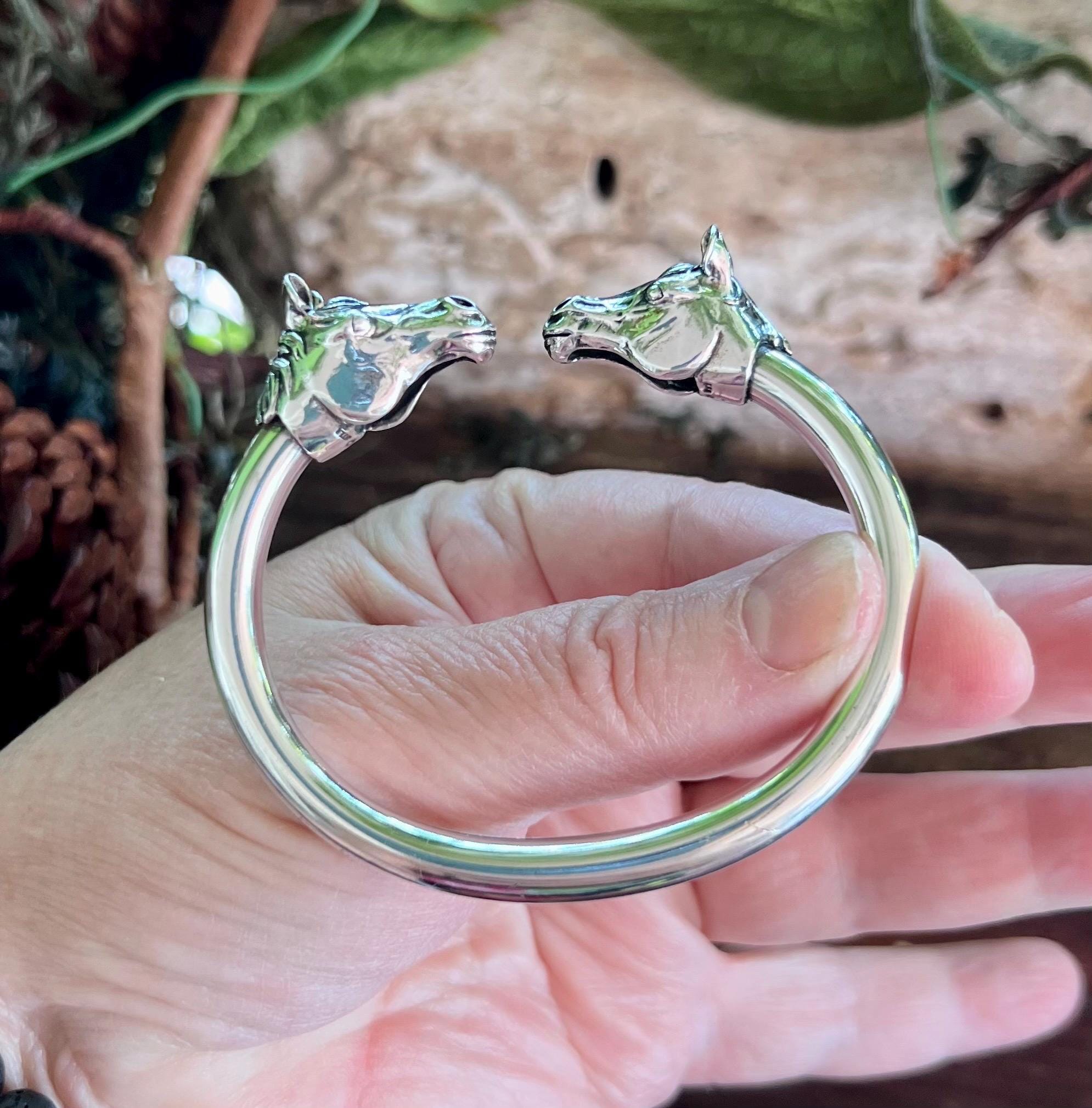 Vintage Kabana Horse Bracelet Sterling Silver Double Head Wild